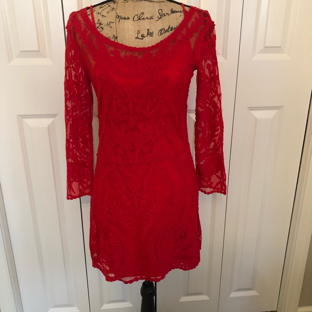 Red lace dress
